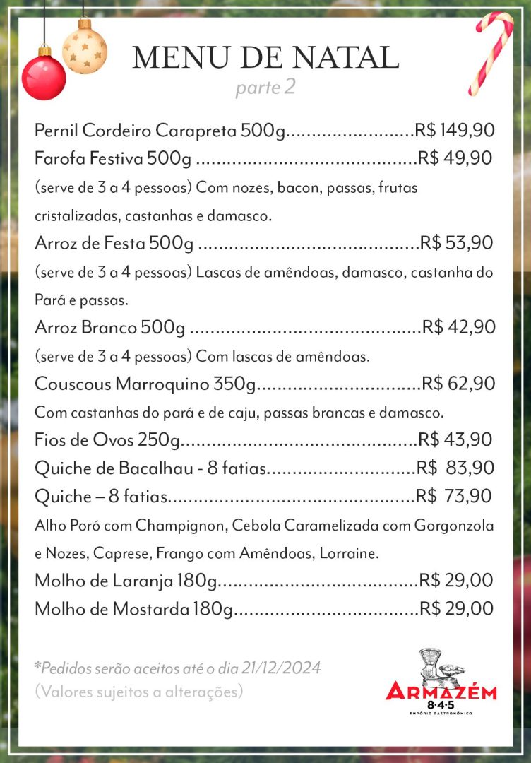 Menu de Natal Parte 2